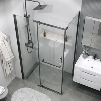 Душевая стенка Grossman Pragma 80 200.K33.03.80.42.00 профиль Графит сатин стекло прозрачное — фото 4, Боковые стенки