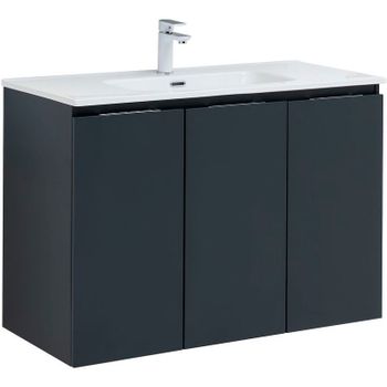 Тумба под раковину Aquanet Алвита New 100 277531 подвесная Антрацит — фото 1, Тумбы под раковину