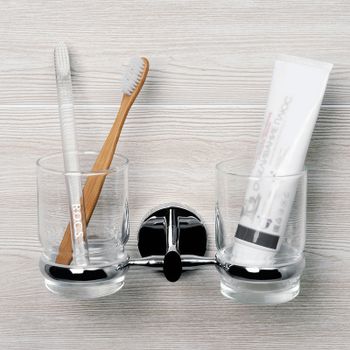 Стакан для зубных щеток WasserKRAFT Rhein K-6228D двойной Хром — фото 2, Стаканы для зубных щеток