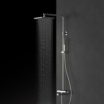 Душевая система Teska Mira DK3602C с термостатом Хром Черное стекло — фото 3, Душевые стойки