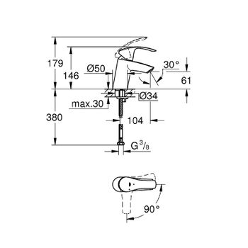 Смеситель для раковины Grohe Eurosmart 32154002 Хром — фото 4, Смесители для раковины