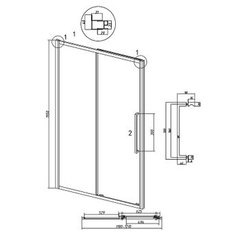 Душевая дверь Grossman Cosmo 120 100.K33.02.120.42.00 профиль Графит сатин стекло прозрачное — фото 11, Раздвижные душевые двери
