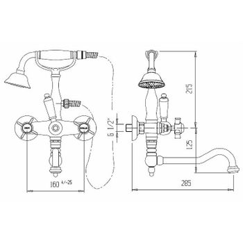Смеситель на борт ванны Cezares Golf GOLF-PBV2-01-Bi Хром — фото 2, Смесители на борт ванны