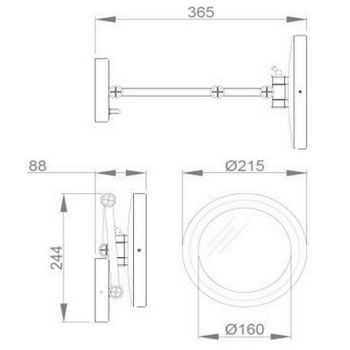 Косметическое зеркало Nofer 08006.B с подсветкой с увеличением Хром — фото 2, Косметические зеркала