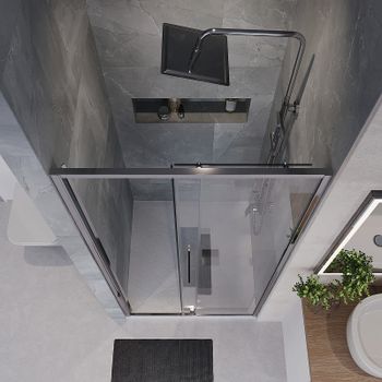 Душевая дверь Niagara Nova 100 NG-64-10A профиль Хром стекло прозрачное — фото 4, Раздвижные душевые двери