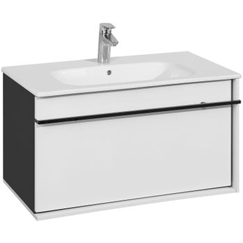 Тумба под раковину Roca Aneto 80 857430806 подвесная Белый глянец Черная матовая — фото 1, Тумбы под раковину