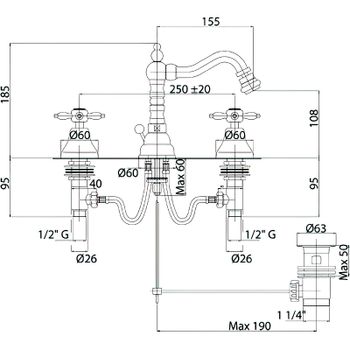 Смеситель для биде Cezares Nostalgia-BBS2-03/24 Золото 24 карат — фото 3, Смесители для биде