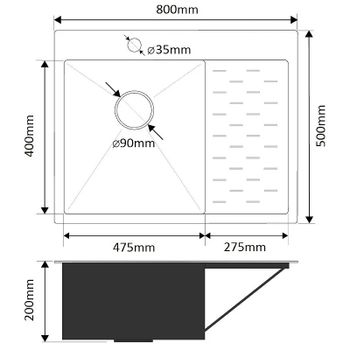 Кухонная мойка Fabia 80х50 80503L Сатин — фото 5, Кухонные мойки