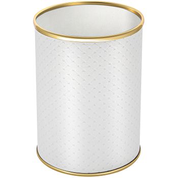 Ведро для мусора Geralis M-PWG-B Punto Белое, кант Золото, 3 л — фото 1, Мусорные ведра