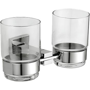 Стакан для зубных щеток Nofer Barcelona 16914.B двойной Глянцевая нержавеющая сталь — фото 1, Стаканы для зубных щеток
