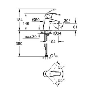 Смеситель для раковины Grohe Eurosmart 33188002 Хром — фото 4, Смесители для раковины