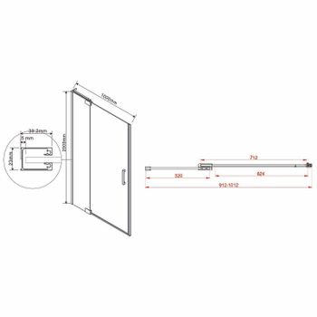 Душевая дверь Vincea Extra 100 VDP-1E9010CLGM профиль Вороненая сталь стекло прозрачное — фото 8, Распашные душевые двери