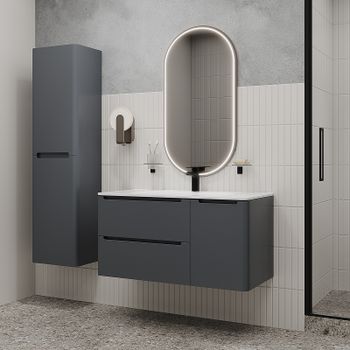 Тумба с раковиной Iddis Edifice 100 EDI10D0i95K подвесная Темно-серая — фото 10, Тумбы с раковиной