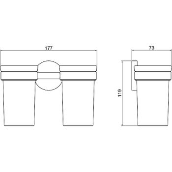 Стакан для зубных щеток Aquatek Европа AQ4117CR двойной Хром — фото 2, Стаканы для зубных щеток