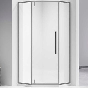 Душевой уголок Vincea Slim-N 100x100 VSP-4SN100CLGM профиль Вороненая сталь стекло прозрачное — фото 1, Душевые уголки трапеция