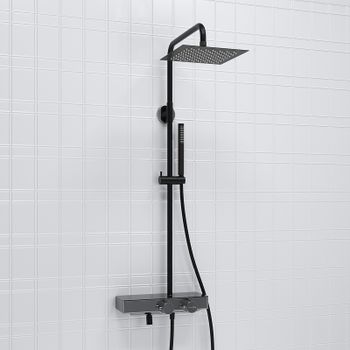 Душевая система WasserKRAFT A114.255.217.CB Thermo с термостатом Черная матовая — фото 6, Душевые стойки