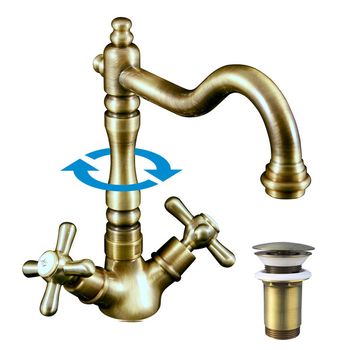 Смеситель для раковины Rav Slezak Morava Retro MK121.5/8SM Бронза — фото 1, Смесители для раковины