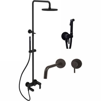 Комплект смесителей Paffoni Light KITZCOL632NO006 Черный матовый — фото 1, Готовые комплекты для ванной комнаты