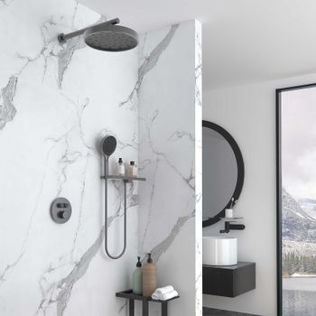 Душевая система Vincea Inspire VSFW-3I22MT2RGM с термостатом Вороненая сталь — фото 1, Встраиваемые душевые комплекты