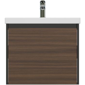Тумба под раковину Cersanit Grande 60 64759 подвесная Черная Орех — фото 2, Тумбы под раковину