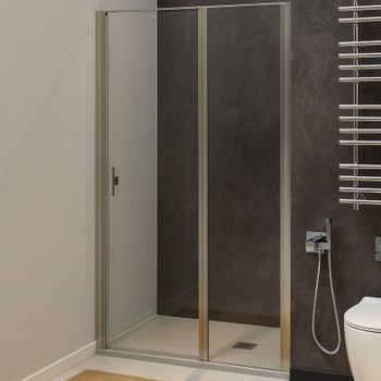 Душевая дверь Allen Brau Priority 90 3.31002.BA профиль Серебро брашированное стекло прозрачное — фото 1, Распашные душевые двери