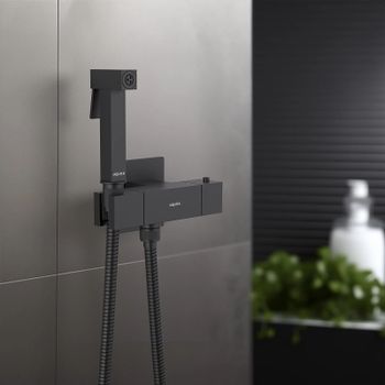 Гигиенический душ со смесителем Aquatek Либра AQ1028MB с термостатом Черный матовый — фото 5, Гигиенические души