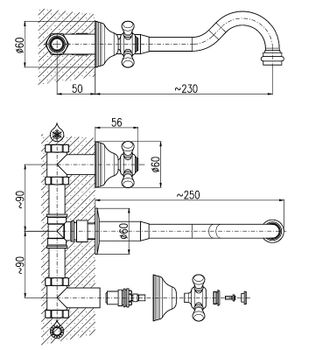 Смеситель для раковины Rav Slezak Morava retro MK531 Хром — фото 2, Смесители для раковины