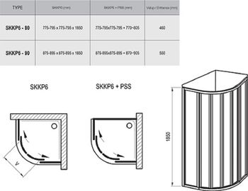 Душевой уголок Ravak Supernova SKCP6-90 90x90 32070100ZG профиль Белый стекло Grape — фото 5, Душевые уголки четверть круга