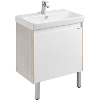 Тумба под раковину Aquaton Сканди Doors 70 1A278901SDB20 Белый глянец Дуб верона — фото 1, Тумбы под раковину