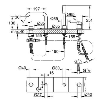 Смеситель на борт ванны Grohe Essence 19578001 Хром — фото 6, Смесители на борт ванны