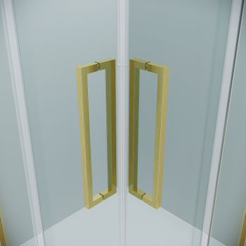 Душевой уголок Grossman Cosmo 80х80 300.K33.02.8080.32.00 профиль Золото сатин стекло прозрачное — фото 6, Квадратные душевые уголки