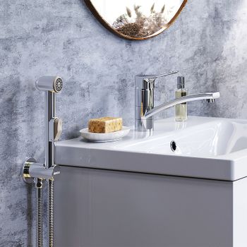 Смеситель для раковины Damixa Jupiter 770230001 с гигиеническим душем Хром — фото 4, Смесители для раковины