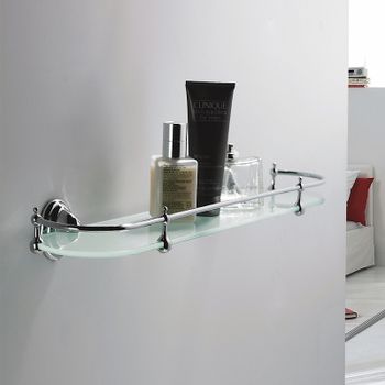 Стеклянная полка Haiba HB1507 Хром — фото 2, Полки для ванной и душа