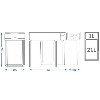 Товар: Система сортировки мусора Alveus Albio 20 1x21 L+0.5 L 1090334 Серая - фото 5 Система сортировки мусора Alveus Albio 20 1x21 L+0.5 L 1090334 Серая — фото 5, Системы сортировки мусора