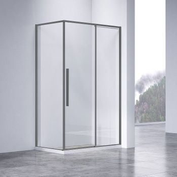 Душевой уголок Vincea Slim-N 130x80 VSR-4SN8013CLGM профиль Вороненая сталь стекло прозрачное — фото 1, Прямоугольные душевые уголки