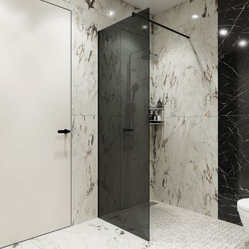 Душевая перегородка STWORKI Берген 80 MV-BE-80-BL-T профиль Черный матовый стекло тонированное — фото 1, Душевые перегородки