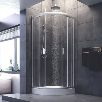 Душевой уголок AM.PM Gem 80х80 W90G-401-080WT радиальный профиль Матовый хром стекло прозрачное — фото 3, Душевые уголки четверть круга