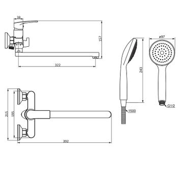 Смеситель для ванны Damixa Eclipse 2.0 489500000 универсальный Хром — фото 4, Смеситель для ванны