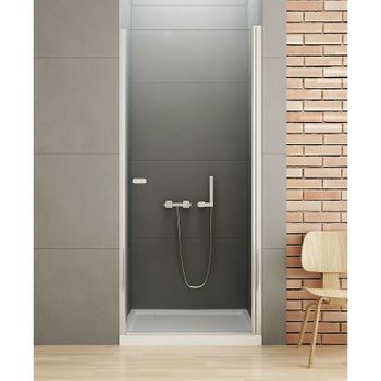 Душевая дверь New Trendy New Soleo Chrome 100 D-0122A профиль Хром стекло прозрачное — фото 2, Распашные душевые двери