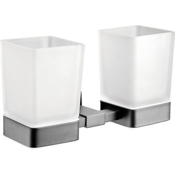 Стакан для зубных щеток Belz B904 B90408 двойной Вороненая сталь — фото 1, Стаканы для зубных щеток