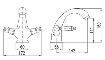 Смеситель для раковины Rav Slezak Morava retro MK529.5SM Бронза — фото 2, Смесители для раковины