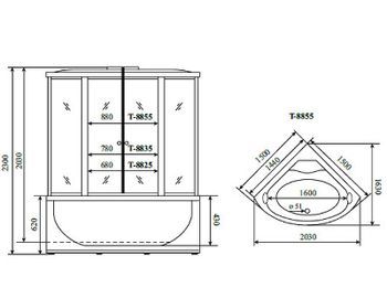 Душевой бокс Timo Comfort 150x150 T-8855F с гидромассажем — фото 9, Душевые боксы