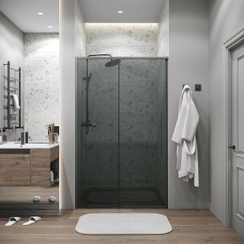 Душевая дверь Grossman Galaxy 100 100.K33.01.100.42.10 профиль Графит сатин стекло тонированное — фото 7, Раздвижные душевые двери