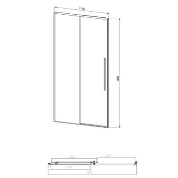 Душевая дверь Vincea Slim-N 110 VDS-4SN110CLGM профиль Вороненая сталь стекло прозрачное — фото 5, Раздвижные душевые двери