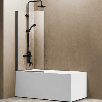 Шторка на ванну Vincea VSB 80x140 VSB-11800CLGM профиль Вороненая сталь стекло прозрачное — фото 1, Шторки для ванной распашные