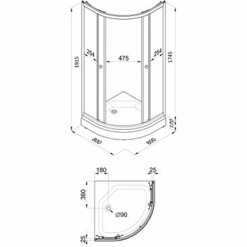 Душевой уголок Triton Ультра 80х80 А Щ0000061784 профиль Белый стекло прозрачное — фото 4, Душевые уголки четверть круга