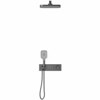 Душевая система Vincea VSFW-422T1GM с термостатом Вороненая сталь — фото 2, Встраиваемые душевые комплекты