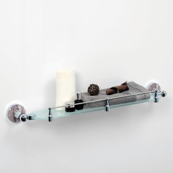 Стеклянная полка WasserKRAFT Regen K-6944 Хром — фото 2, Полки для ванной и душа