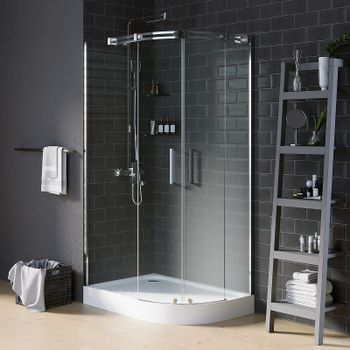 Душевой уголок Grossman Galaxy 110x80 L GR-4110L профиль Хром стекло прозрачное — фото 1, Асимметричные душевые уголки