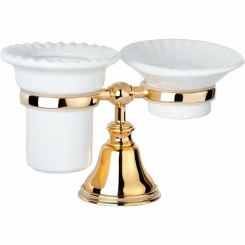 Стакан для зубных щеток с мыльницей TW Harmony TWHA141oro Золото — фото 1, Стаканы для зубных щеток